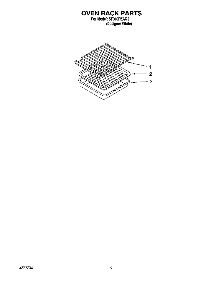 OVEN RACK, LITERATURE Diagram and Parts List for SF310PEAQ2  Whirlpool Range