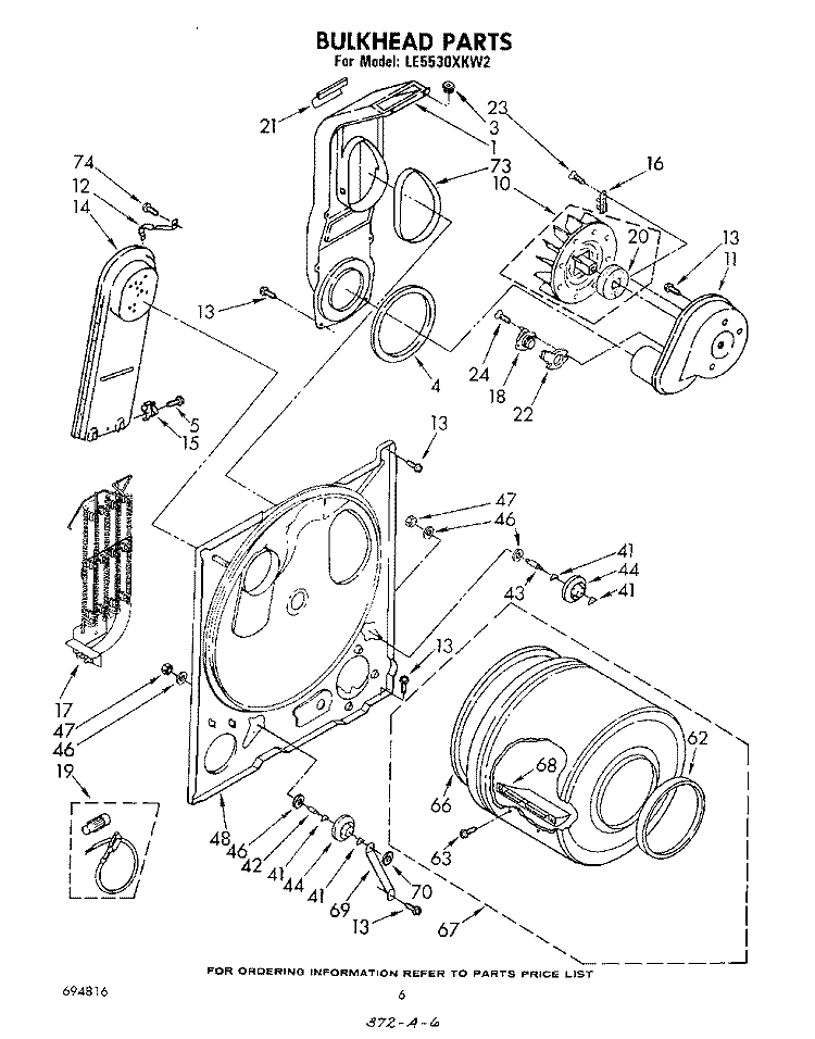 SECTION Diagram and Parts List for LE5530XKW2  Whirlpool Dryer