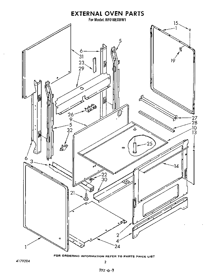 EXTERNAL OVEN , LITERATURE AND OPTIONAL Diagram and Parts List for RF010EXRW1  Whirlpool Range