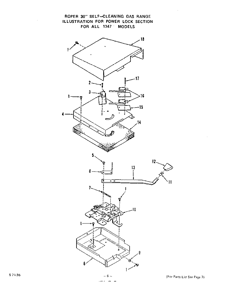 BROILER AND OVEN BURNER Diagram and Parts List for 1347^0A  Whirlpool Range