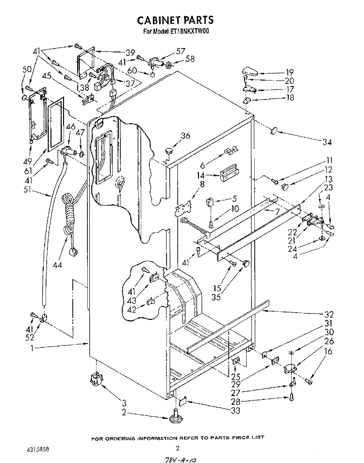 CABINET Diagram and Parts List for ET18NKXTG00  Whirlpool Refrigerator