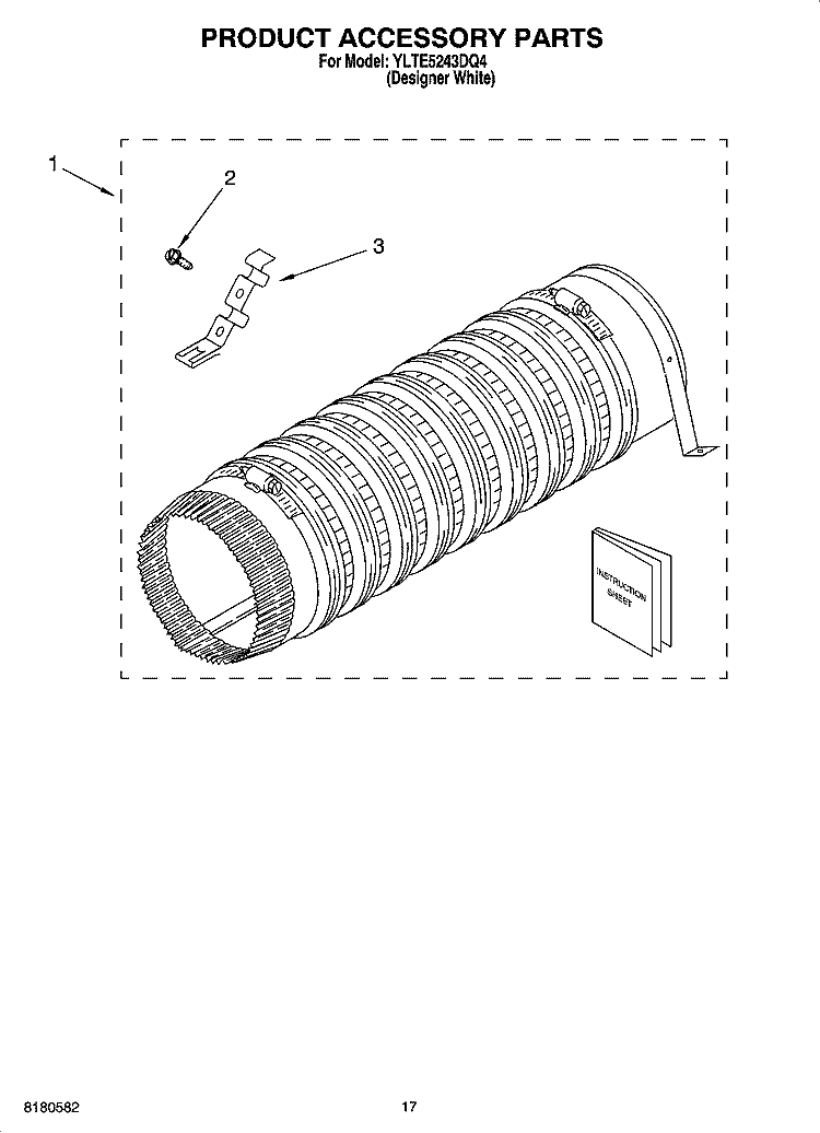 PRODUCT ACCESSORY PARTS Diagram and Parts List for YLTE5243DQ4  Whirlpool Washer Dryer Combo