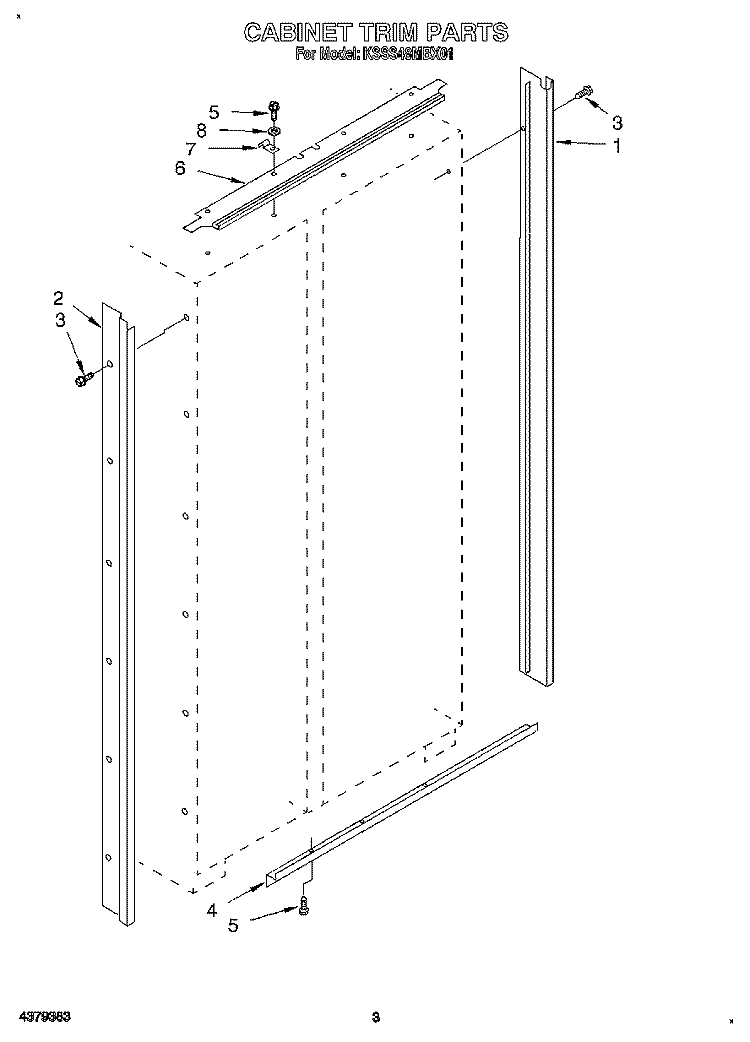 CABINET TRIM Diagram and Parts List for KSSS48MBX01  KitchenAid Refrigerator