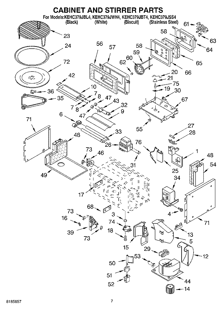CABINET AND STIRRER Diagram and Parts List for KEHC379JBL4  KitchenAid Microwave Oven Combo
