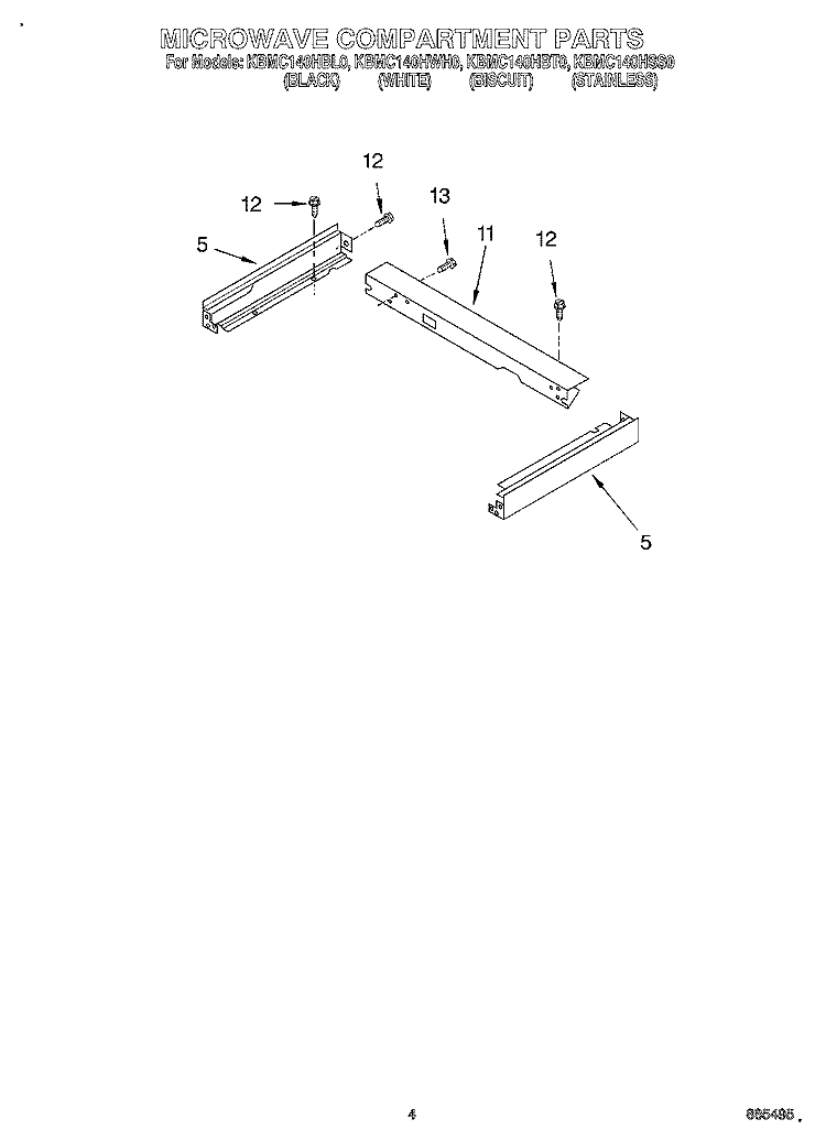 MICROWAVE COMPARTMENT Diagram and Parts List for KBMC140HBT0  KitchenAid Microwave Oven Combo