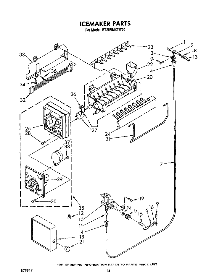 ICEMAKER, LIT/OPTIONAL Diagram and Parts List for ET20RMXTF00  Whirlpool Refrigerator