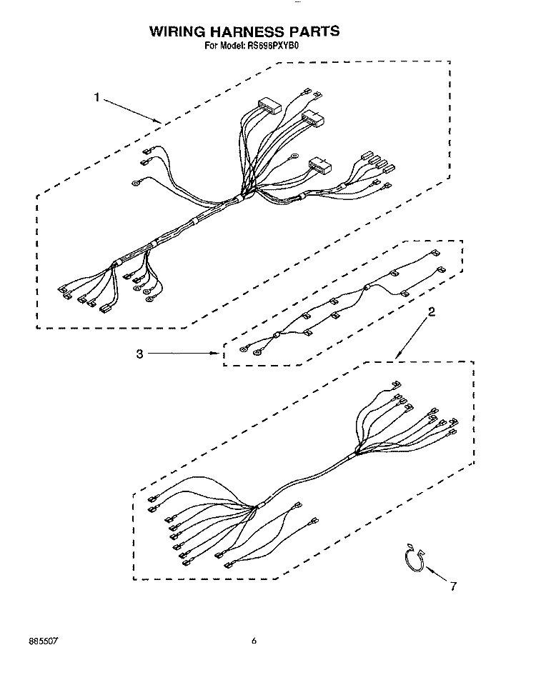 WIRING HARNESS, LIT/OPTIONAL Diagram and Parts List for RS696PXYB0  Whirlpool Range
