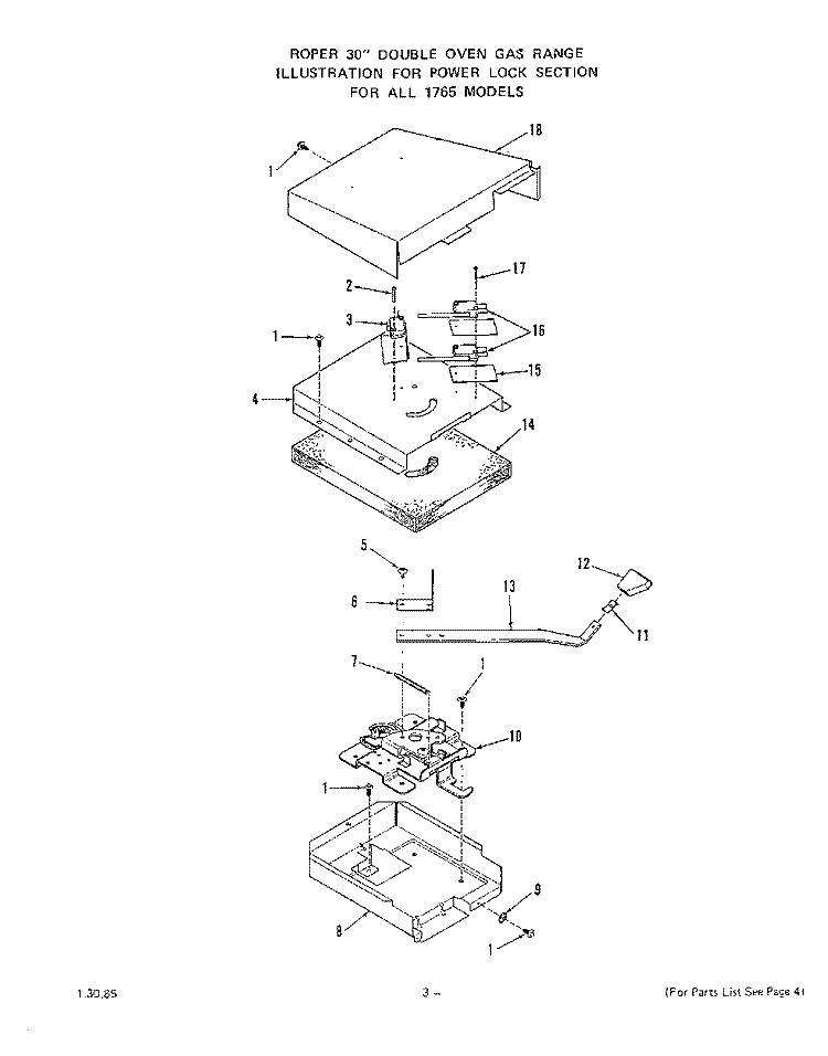 TOP BURNER Diagram and Parts List for 1765^0A  Whirlpool Range