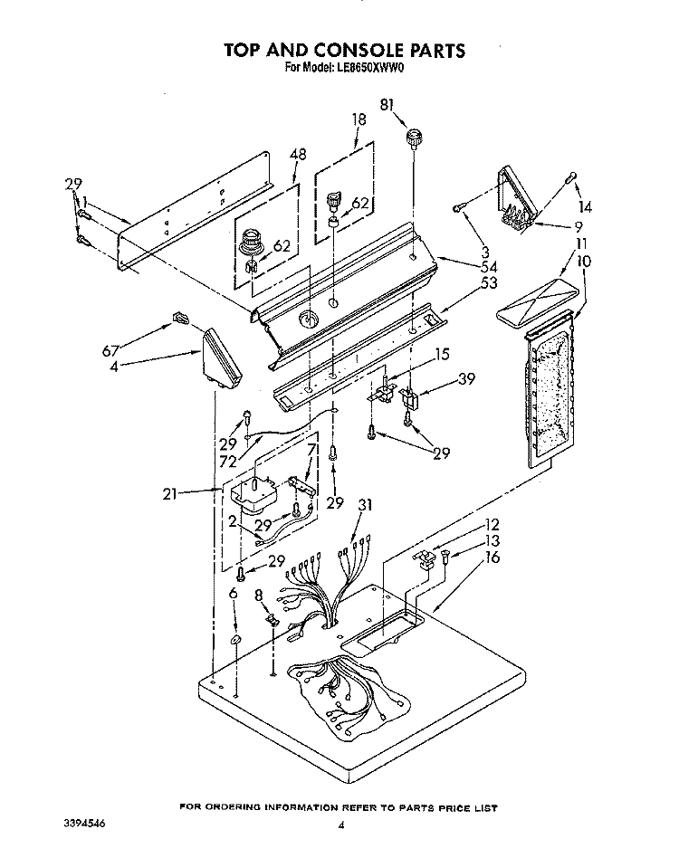 SECTION Diagram and Parts List for LE8650XWW0  Whirlpool Dryer