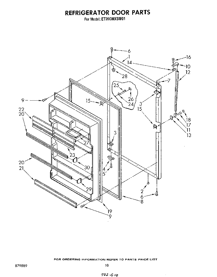 REFRIGERATOR DOOR Diagram and Parts List for ET20GMXSW01  Whirlpool Refrigerator
