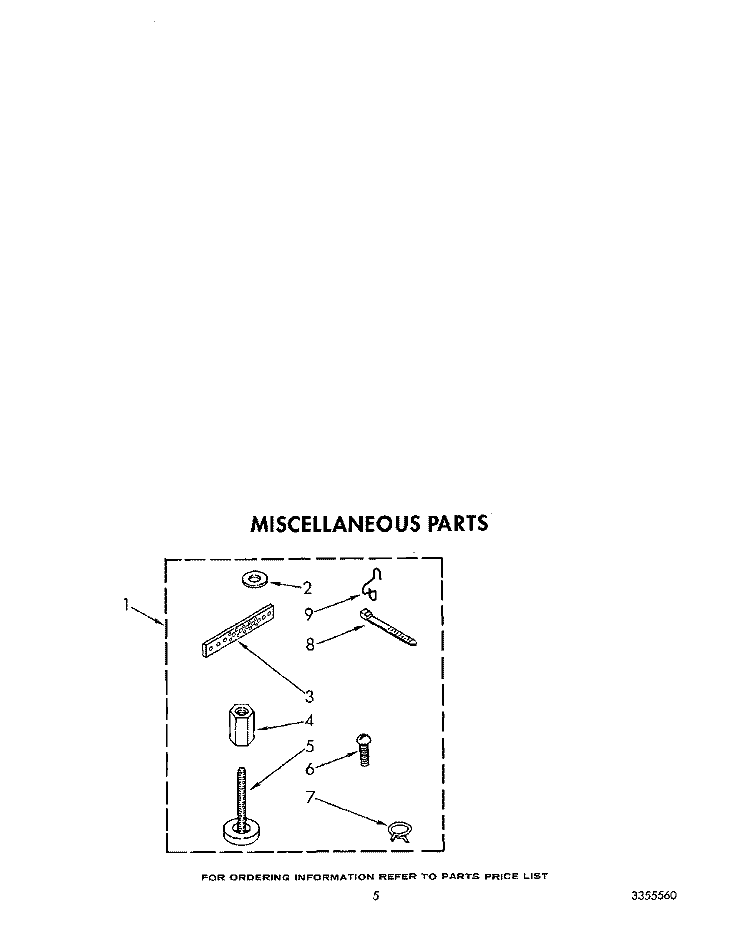 MISCELLANEOUS Diagram and Parts List for LA5100XTF1  Whirlpool Washer