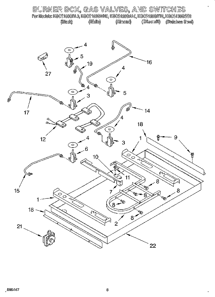 SECTION Diagram and Parts List for KGCS166GSS0  KitchenAid Cooktop