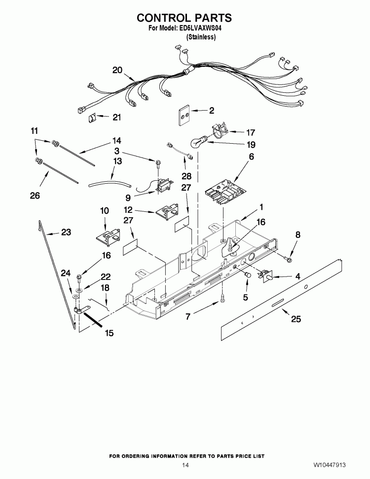 CONTROL PARTS Diagram and Parts List for ED5LVAXWS04  Whirlpool Refrigerator