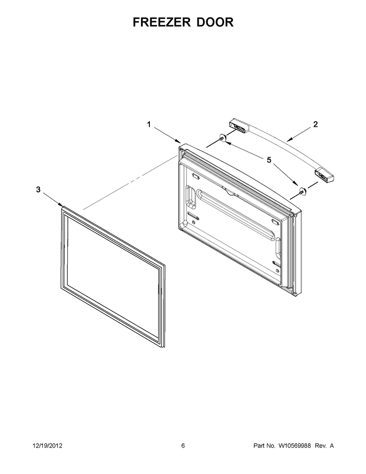 FREEZER DOOR Diagram and Parts List for GX5FHTXVB08  Whirlpool Refrigerator