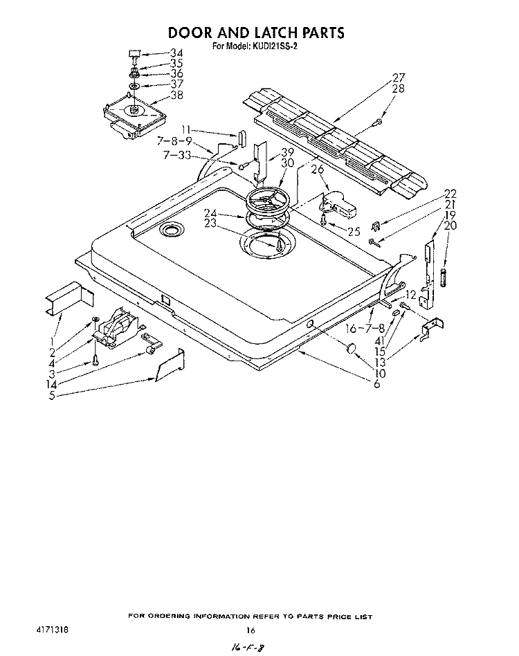 SECTION Diagram and Parts List for KUDI21SS2  KitchenAid Dishwasher