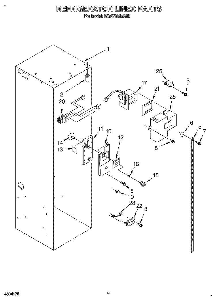 REFRIGERATOR LINER Diagram and Parts List for KSSS48MDX02  KitchenAid Refrigerator