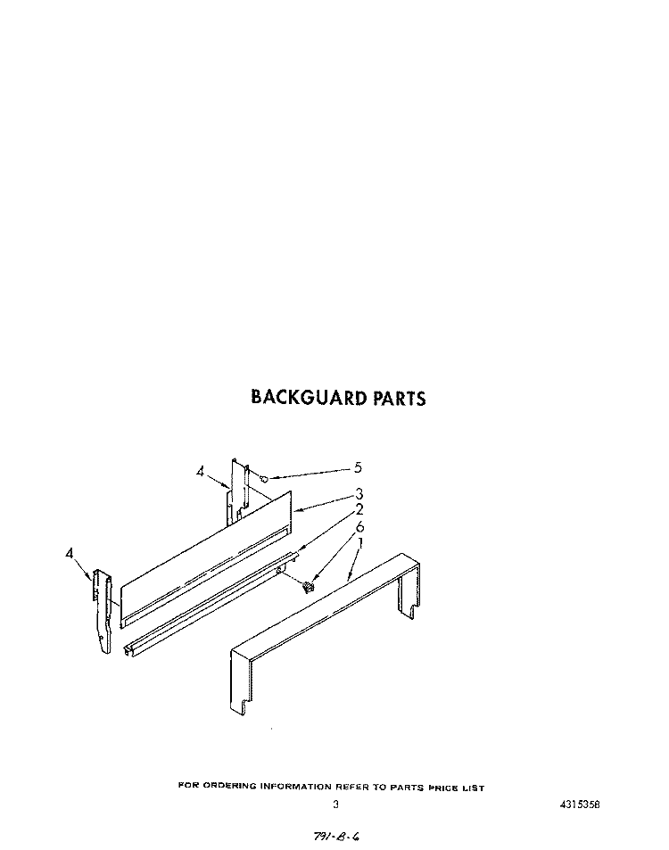 BACKGUARD Diagram and Parts List for SF302EERW4  Whirlpool Range