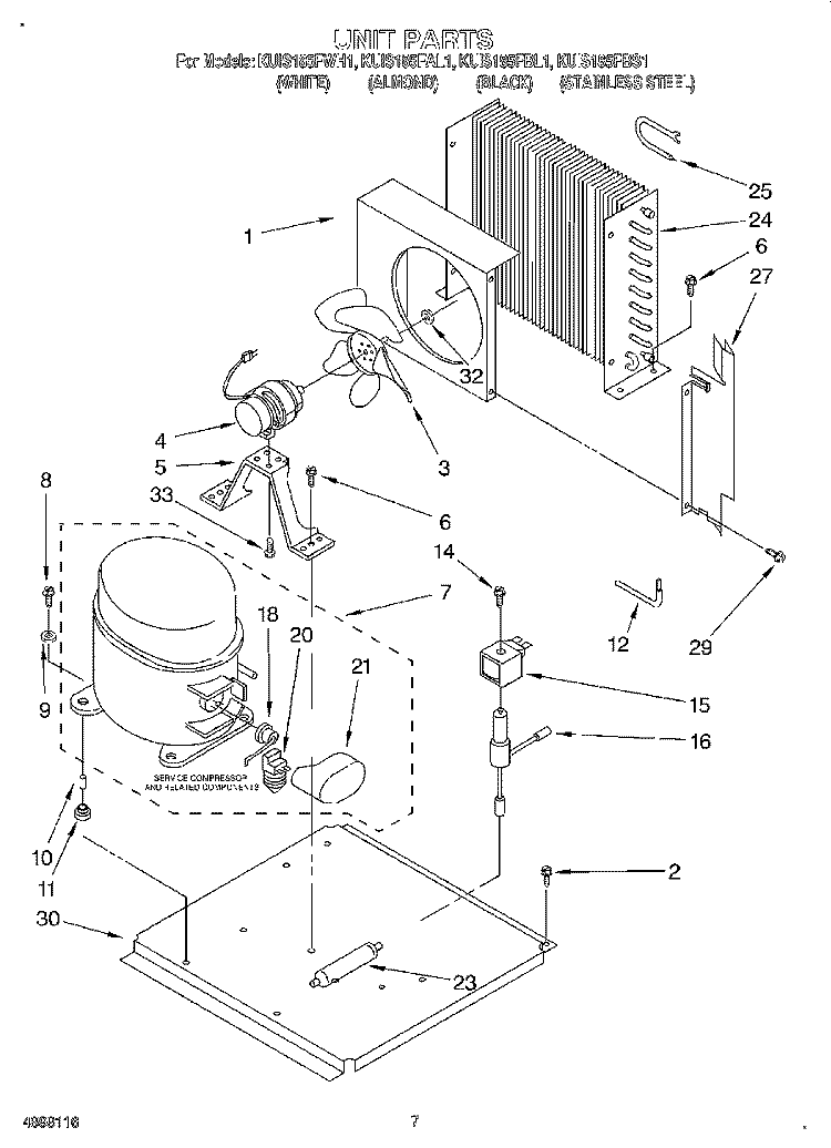 UNIT Diagram and Parts List for KUIS185FBL1  KitchenAid Ice Maker