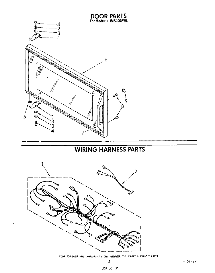 DOOR , WIRING HARNESS , LIT/OPTIONAL Diagram and Parts List for KHMS105WBL  KitchenAid Microwave