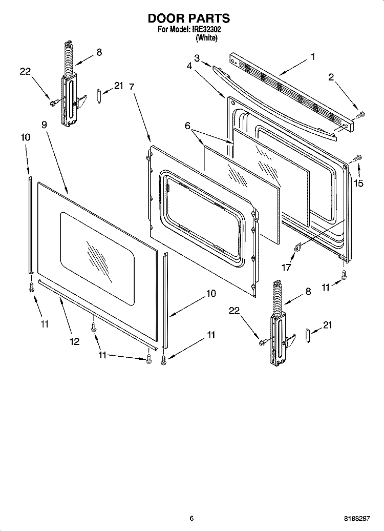DOOR PARTS, OPTIONAL PARTS Diagram and Parts List for IRE32302  Inglis Range