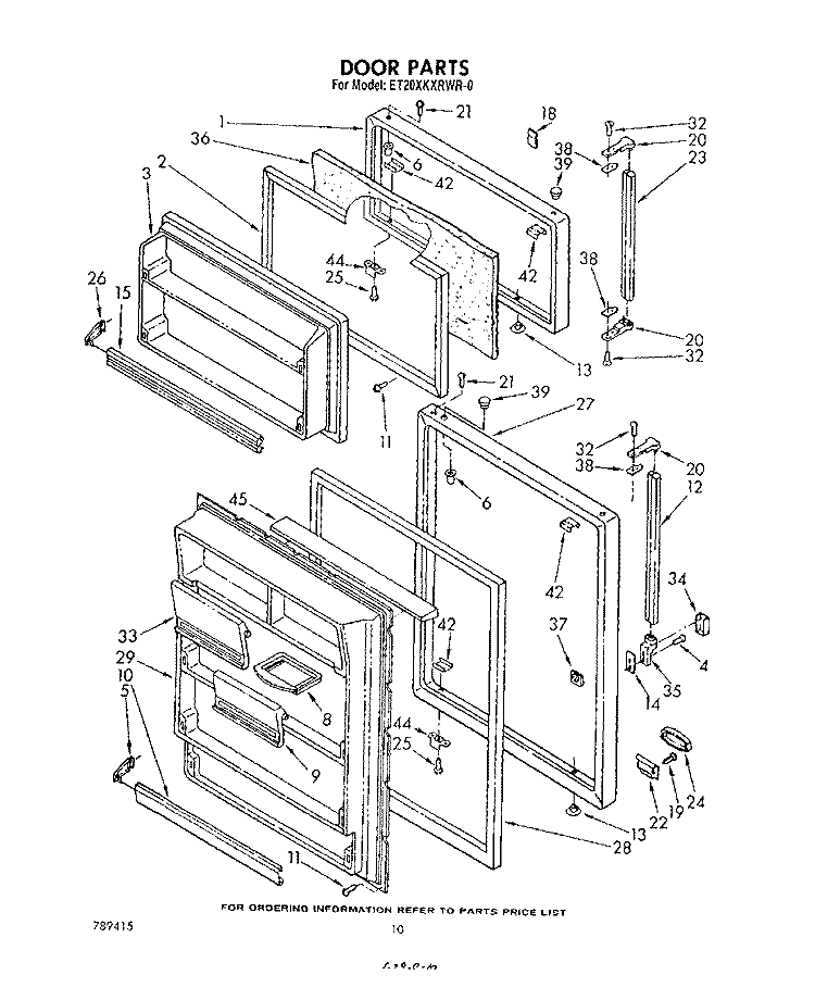 DOOR , LIT/OPTIONAL Diagram and Parts List for ET20XKXRWR0  Whirlpool Refrigerator