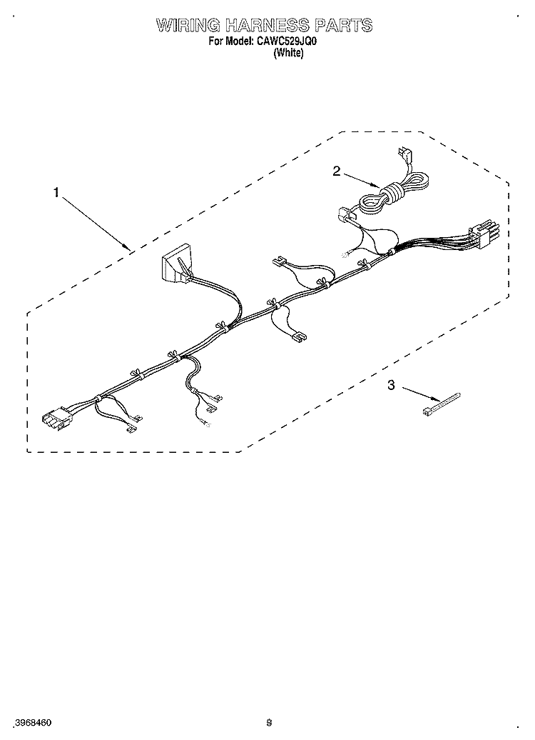 WIRING HARNESS Diagram and Parts List for CAWC529JQ0  Crosley Washer