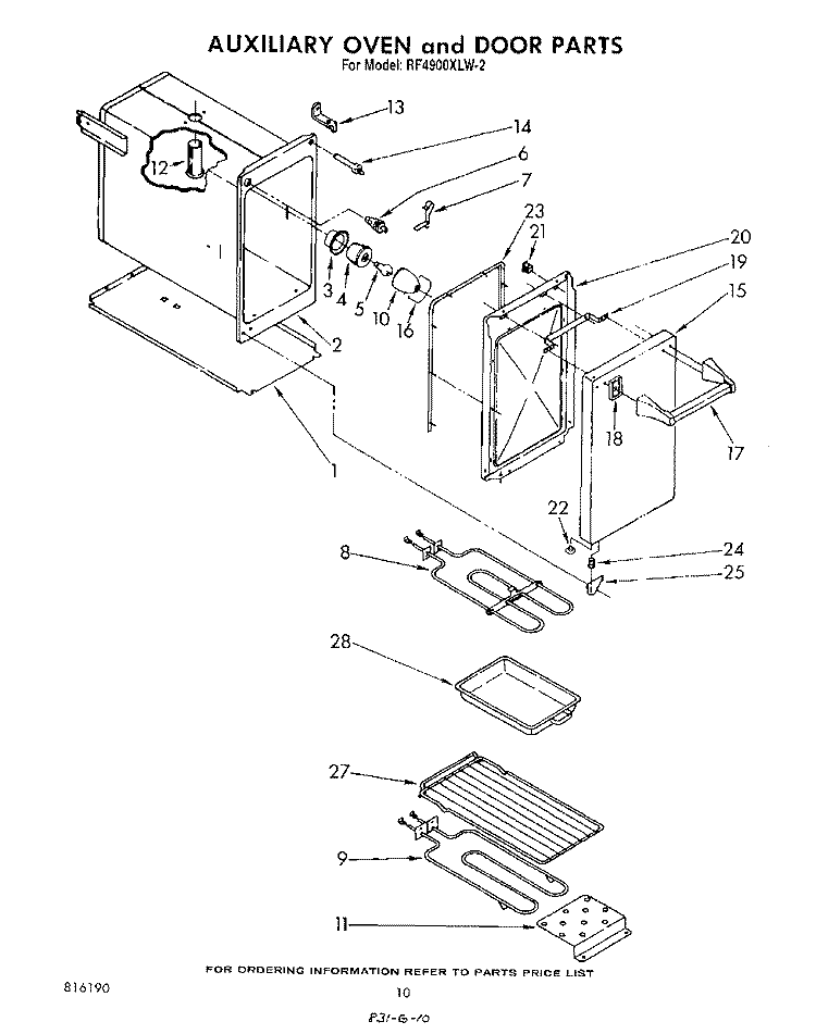 AUXILIARY OVEN AND DOOR , LITERATURE Diagram and Parts List for RF4900XLW2  Whirlpool Range