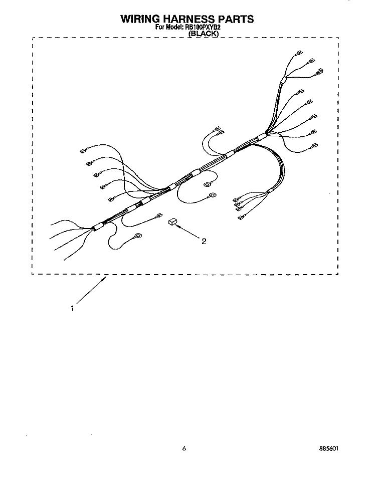 WIRING HARNESS Diagram and Parts List for RB100PXYB2  Whirlpool Wall Oven