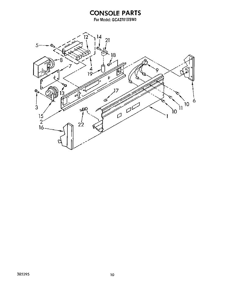 CONSOLE Diagram and Parts List for GCA2701XSW0  Whirlpool Washer