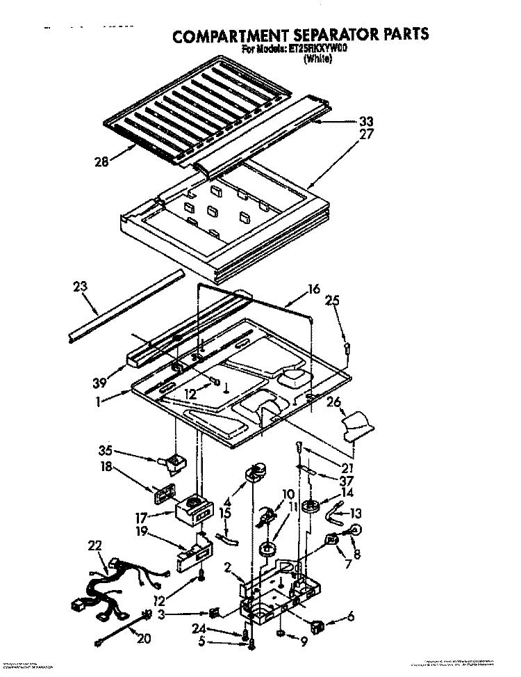 COMPARTMENT SEPARATOR Diagram and Parts List for ET25RKXYW00  Whirlpool Refrigerator