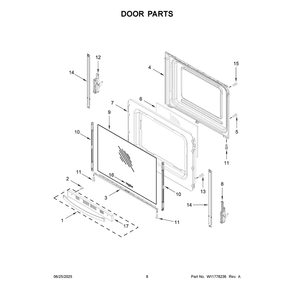 Door Parts Diagram and Parts List for WFES3030RW2  Whirlpool Range
