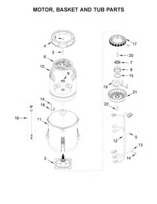 Motor, Basket And Tub Parts Diagram and Parts List for 11028132410  Kenmore Washer