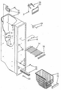 Freezer Liner Diagram and Parts List for 1068592511 SKR601W0 Kenmore Refrigerator