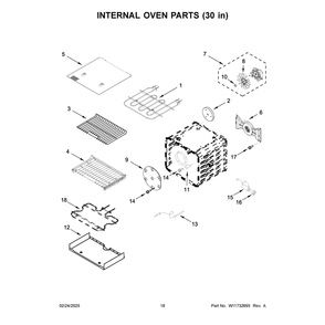 Internal Oven Parts (30 In) Diagram and Parts List for KFDC558JMB03  KitchenAid Range