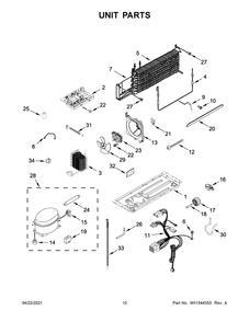 Unit Parts Diagram and Parts List for WRT148FZDB03  Whirlpool Refrigerator