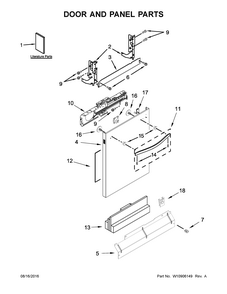 Door And Panel Parts Diagram and Parts List for 66514569N610  Kenmore Dishwasher