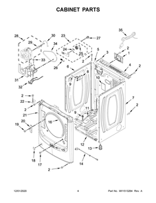 Cabinet Parts Diagram and Parts List for MGD5630HC2  Whirlpool Dryer