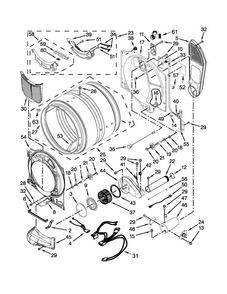 Bulkhead Parts Diagram and Parts List for WGD87HEDW0  Whirlpool Dryer
