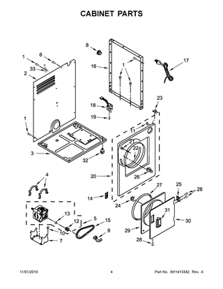 Cabinet Parts Diagram and Parts List for 8TLDR3822HQ0  Whirlpool Dryer