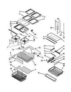 Shelf Parts Diagram and Parts List for 59672013015  Kenmore Refrigerator
