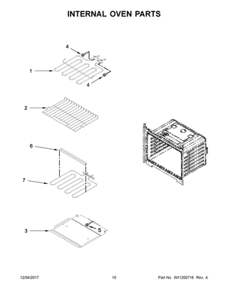 Internal Oven Parts Diagram and Parts List for WOD51EC0HS00  Whirlpool Wall Oven