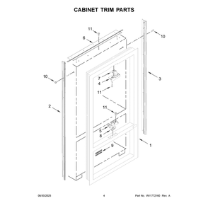 Cabinet Trim Parts Diagram and Parts List for KBFN542SJP00  KitchenAid Refrigerator