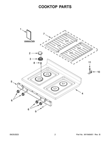 Cooktop Parts Diagram and Parts List for WFG515S0MS0  Whirlpool Range