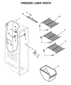 Freezer Liner Parts Diagram and Parts List for 10650042711  Kenmore Refrigerator