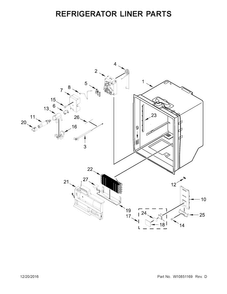 Refrigerator Liner Parts Diagram and Parts List for WRF992FIFH00  Whirlpool Refrigerator