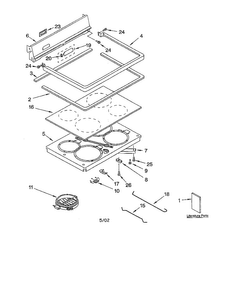 Cooktop/back Splash Diagram and Parts List for GJP84800  Whirlpool Range
