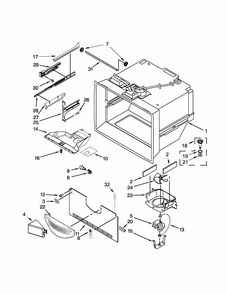 Freezer Liner Parts Diagram and Parts List for IX7HHEXDSM00  Whirlpool Refrigerator