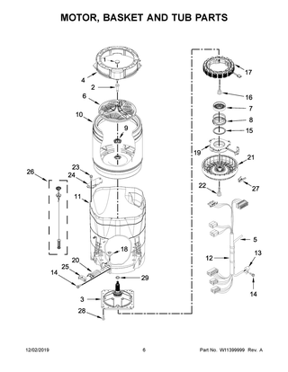 Motor, Basket And Tub Parts Diagram and Parts List for WTW8500DW6  Whirlpool Washer