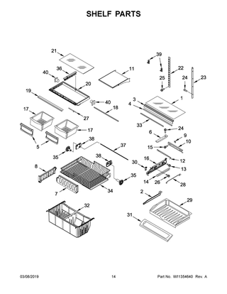 Shelf Parts Diagram and Parts List for WRF532SNHW01  Whirlpool Refrigerator