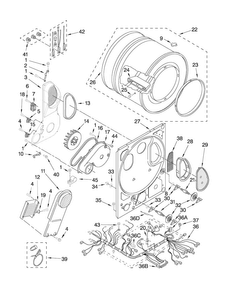 Dryer Bulkhead Parts Diagram and Parts List for 11088752798  Kenmore Washer Dryer Combo